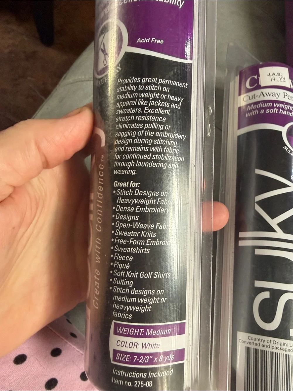 2 NEW Sulky Cut-Away Plus Medium Weight Stabilizer 7-2/3